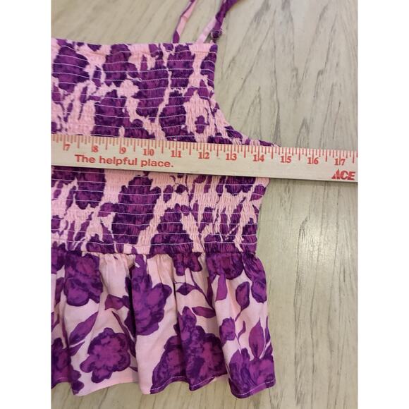 Jen's Pirate Booty Top M Boho Smocked Cami Peplum Floral Gypsy Festival Designer - Picture 6 of 14